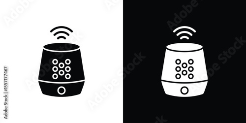 Smart speaker icon. Black Silhouette. Graphic illustration.