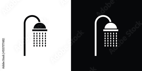 Shower Head icon. Black Silhouette. Graphic illustration.