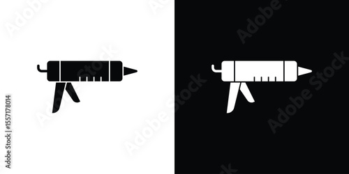 Sealants gun icon. Black Silhouette. Graphic illustration.