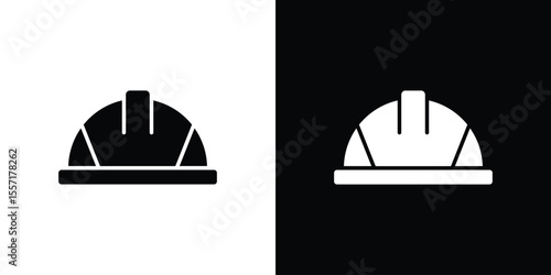 Safety helmet icon. Black Silhouette. Graphic illustration.