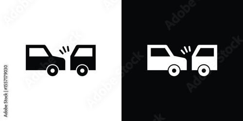Rear end collision icon. Black Silhouette. Graphic illustration.