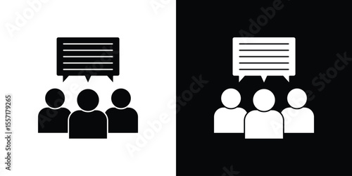 Public opinion icon. Black Silhouette. Graphic illustration.