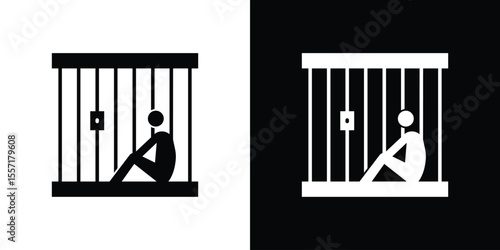 Jail icon. Black Silhouette. Graphic illustration.