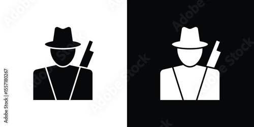Hunter icon. Black Silhouette. Graphic illustration.