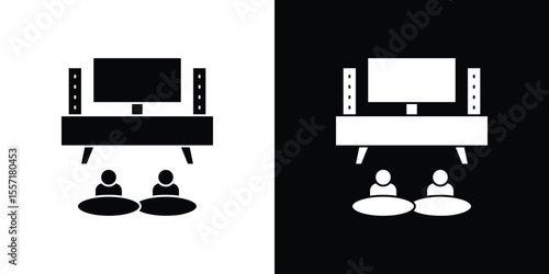 Home cinema icon. Black Silhouette. Graphic illustration.