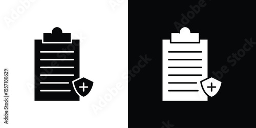 Health insurance icon. Black Silhouette. Graphic illustration.