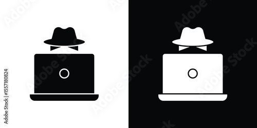 Hacker icon. Black Silhouette. Graphic illustration.