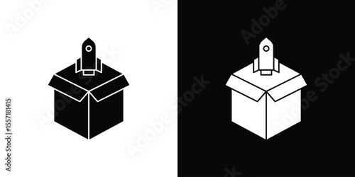 Product release icon. Black Silhouette. Graphic illustration.
