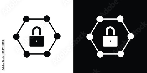 Private network icon. Black Silhouette. Graphic illustration.