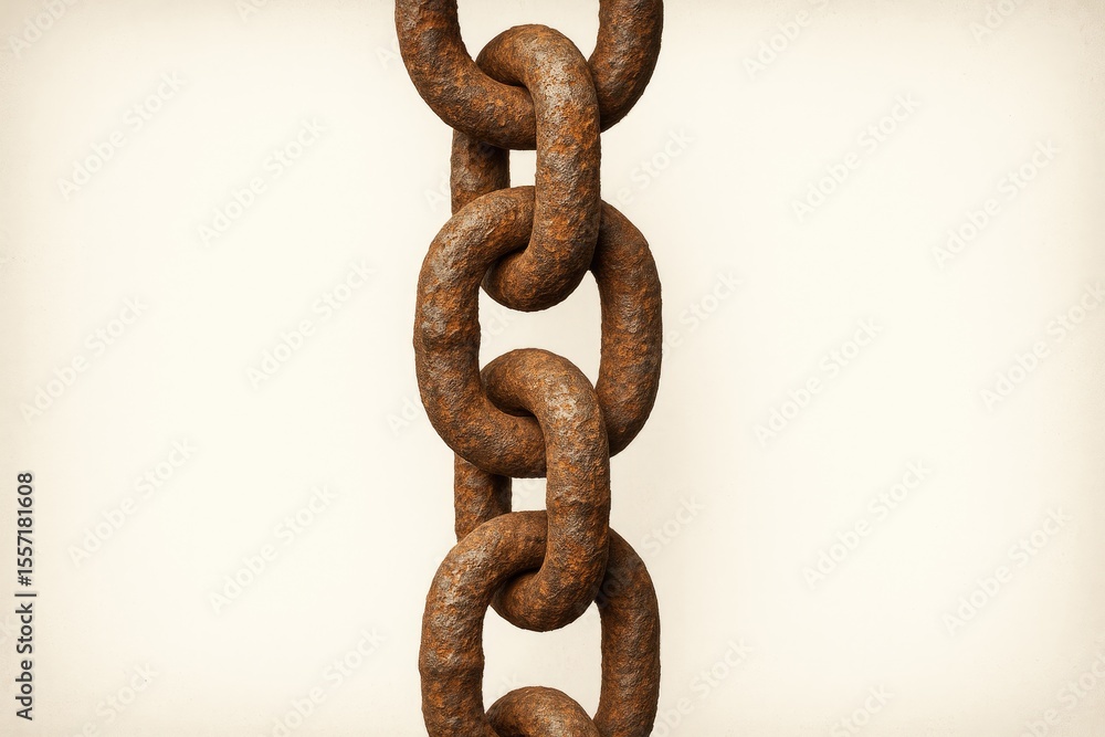 Obraz premium Isolated rusty chain against a white backdrop