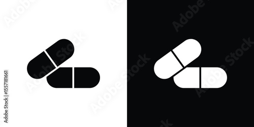 Pills icon. Black Silhouette. Graphic illustration.