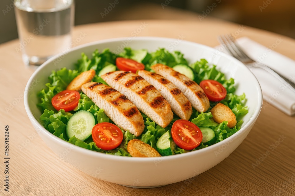 Creamy chicken salad served in a white bowl Creamy chicken salad served in a white bowl