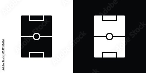 Football field icon. Black Silhouette. Graphic illustration.