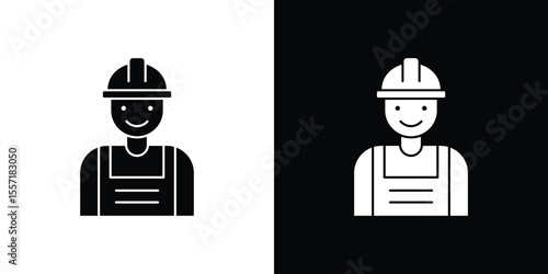 Engineer icon. Black Silhouette. Graphic illustration.