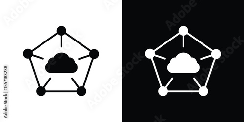 edge computing icon. Black Silhouette. Graphic illustration.