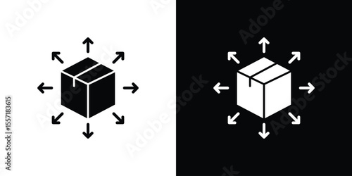 Distribution box icon. Black Silhouette. Graphic illustration.
