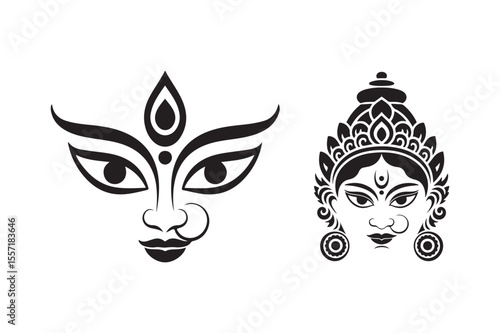Maa Durga silhouette  vector  illustration