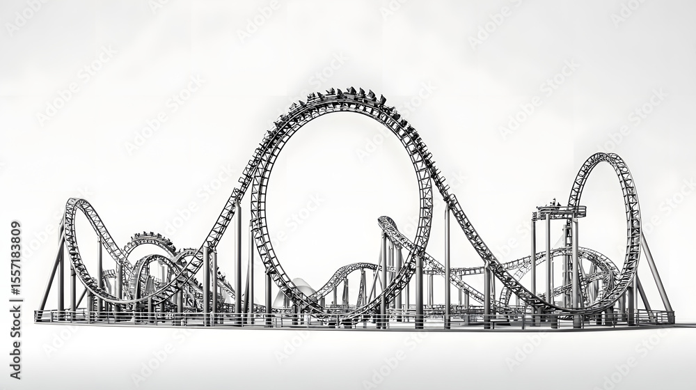Fototapeta premium roller coaster on white backgroung