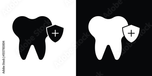Dental insurance icon. Black Silhouette. Graphic illustration.