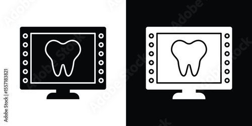Dental X ray icon. Black Silhouette. Graphic illustration.