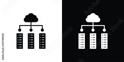 Data center icon. Black Silhouette. Graphic illustration.