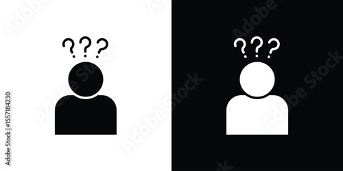 Curious human icon. Black Silhouette. Graphic illustration.