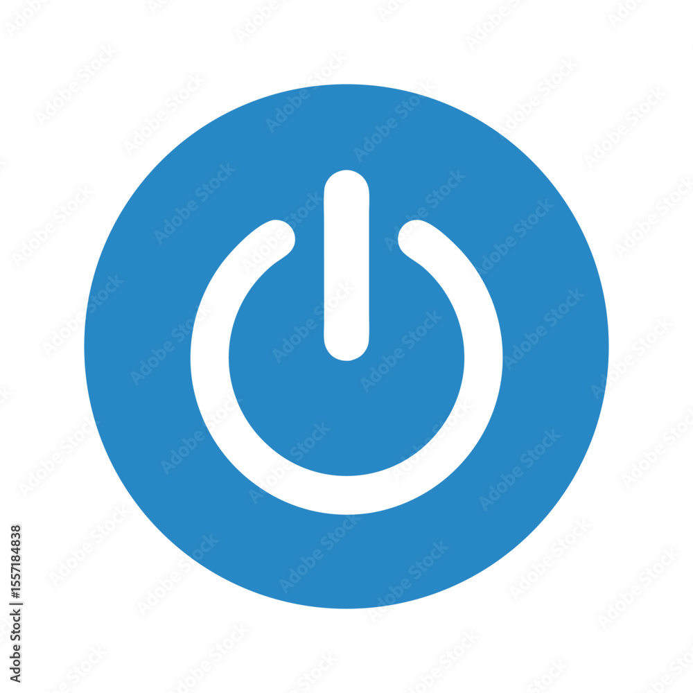 Classic Power On Off Button Flat Design Vector Illustration - Blue Start Stop Technology Graphic Classic Power On Off Button Flat Design Vector Illustration - Blue Start Stop Technology Graphic