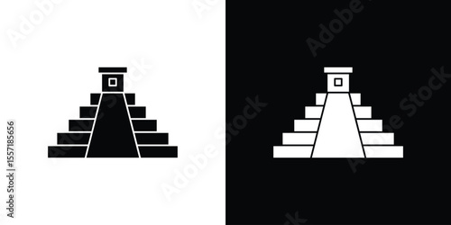 Chichen Itza icon. Black Silhouette. Graphic illustration.