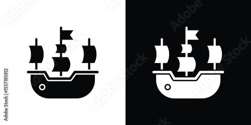 Caravel icon. Black Silhouette. Graphic illustration.