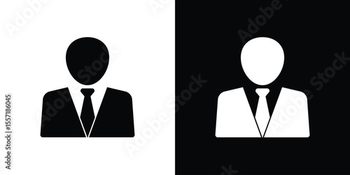 Businessman icon. Black Silhouette. Graphic illustration.