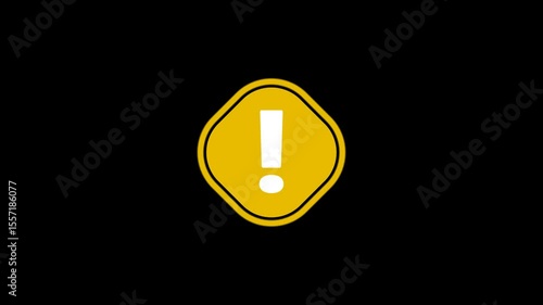 Warning icon animation, Exclamation sign, danger sign, attention sign icon animation, isolated, alpha channel, 4K