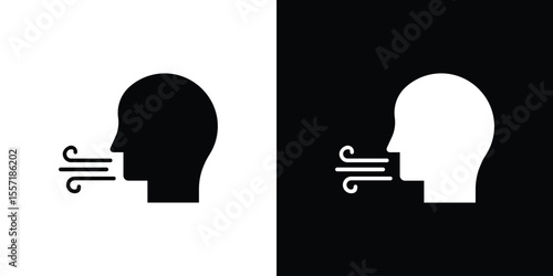 Breath icon. Black Silhouette. Graphic illustration.