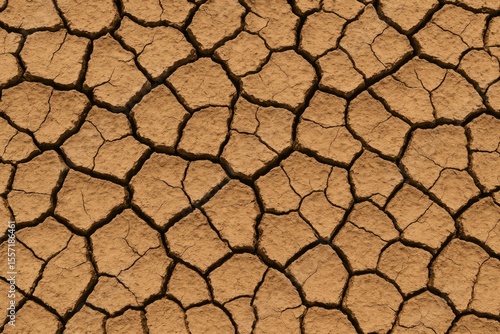 Texture of arid, parched earth with cracked surface