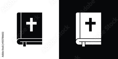 Bible icon. Black Silhouette. Graphic illustration.