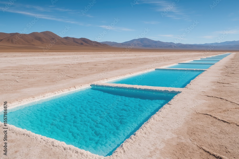 Fototapeta premium Lithium extraction from brine pools in the Argentine Puna region