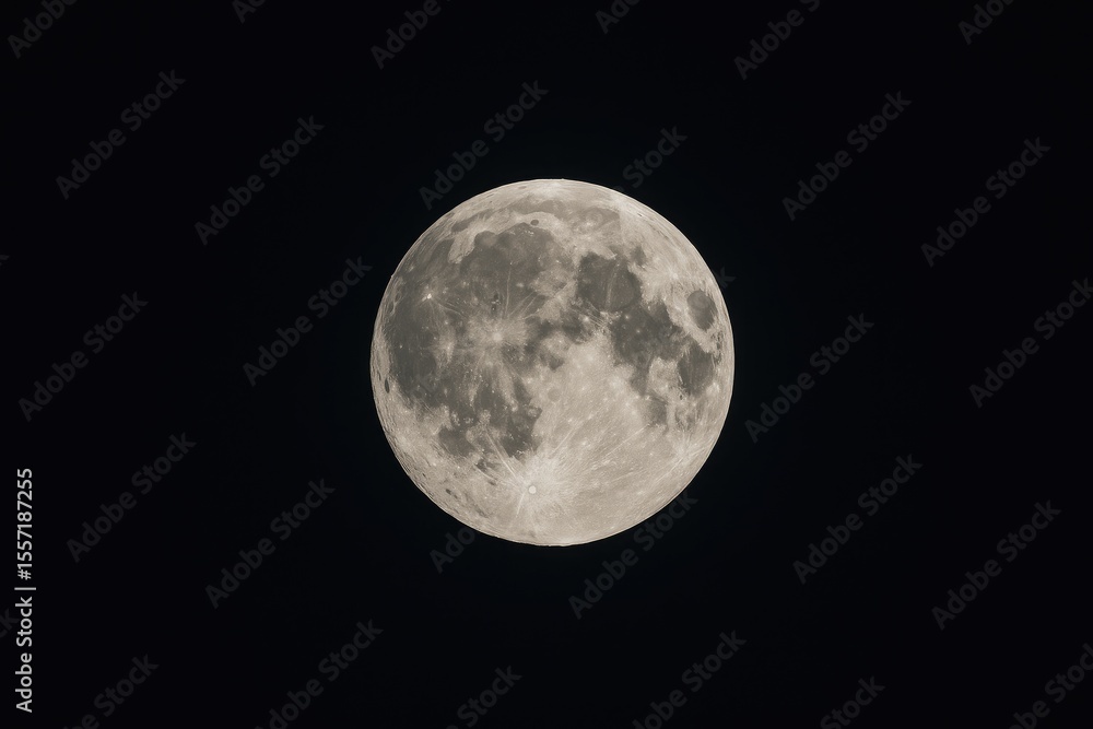 Fototapeta premium Luminous full moon illuminating the night sky
