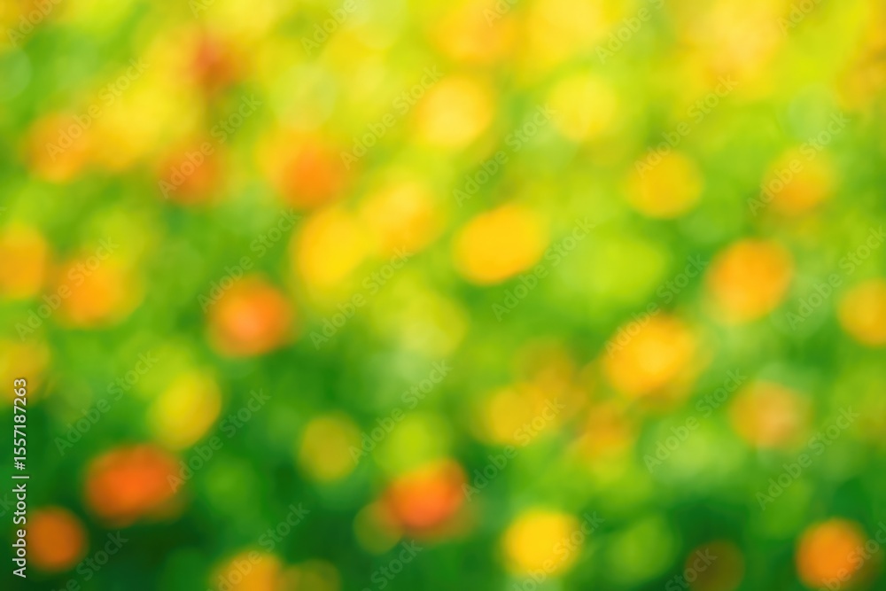 Obraz premium Vivid and vibrant abstract backdrop featuring botanical elements, blurred focus