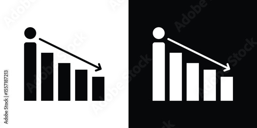 Attrition icon. Black Silhouette. Graphic illustration.