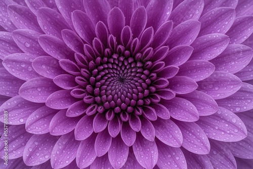 Focus on the vibrant purple flower's core of a chrysanthemum