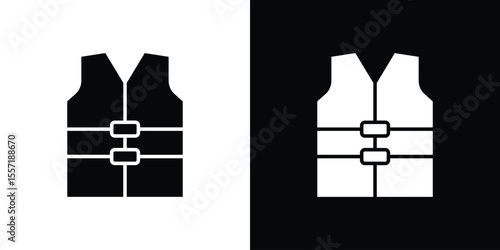 Lifejacket icon. Black Silhouette. Graphic illustration.