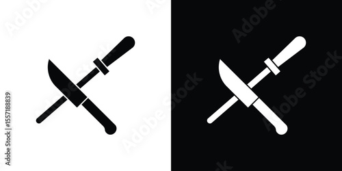 Knife sharpener icon. Black Silhouette. Graphic illustration.