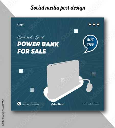 Exclusive and special power bank for sale social media post design template