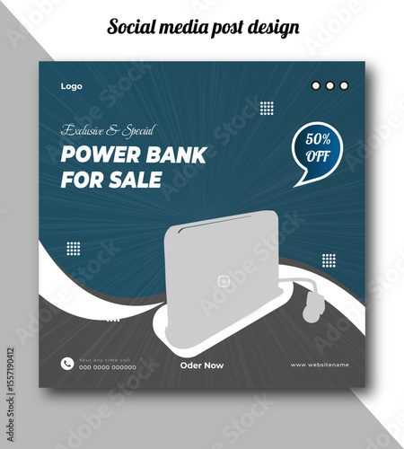 Exclusive and special power bank for sale social media post design template