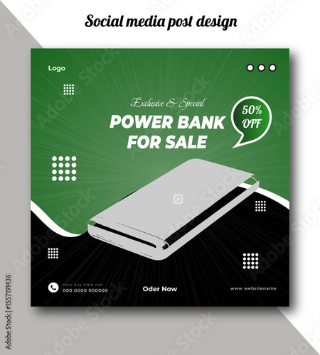 Exclusive and special power bank for sale social media post design template