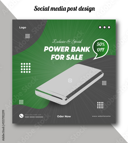 Exclusive and special power bank for sale social media post design template