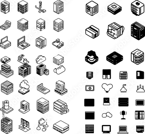 server icons database data center hosting cloud server network storage computing technology data storage rack server web hosting cloud computing server farm virtual server dedicated s