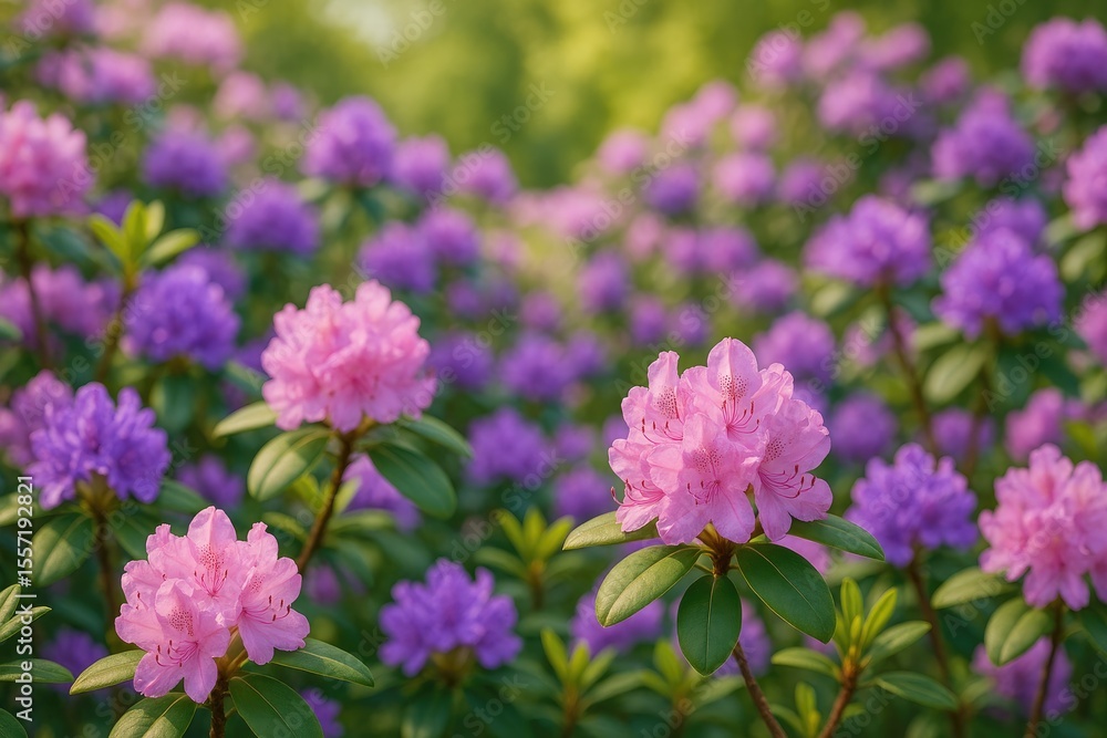 Vivid display of blooming rhododendrons Vivid display of blooming rhododendrons