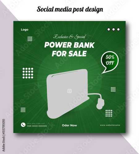 Exclusive and special power bank for sale social media post design template