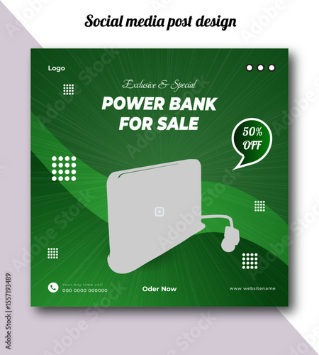 Exclusive and special power bank for sale social media post design template