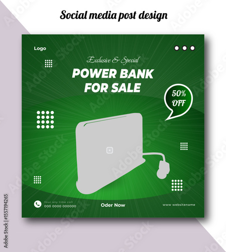 Exclusive and special power bank for sale social media post design template